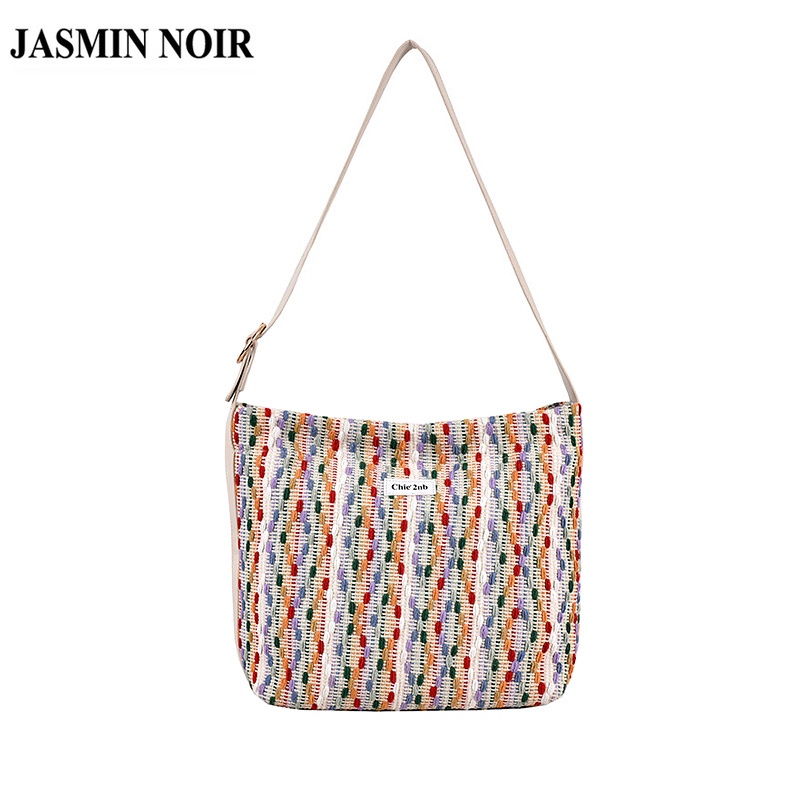 Túi đeo vai JASMIN NOIR vải canvas in hoa thiết kế dễ thương cho nữ