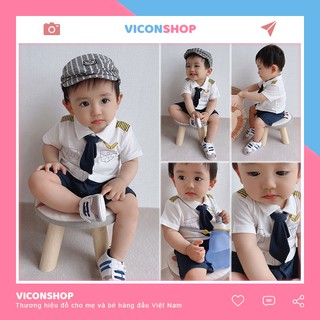 Đồ Bộ Sơ Sinh Bé Trai, Áo Liền Quần Công Tử Cho Trẻ Soái Ca Chất Cotton Thoáng Mát - [BDC7]