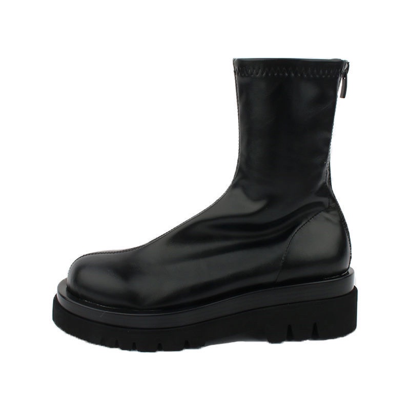Giày boot nữ cao cổ khoá kéo đế cao 6cm cá tính