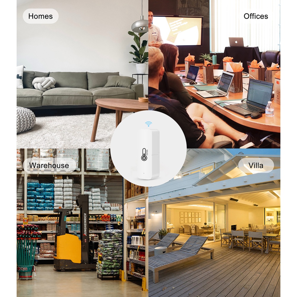 Cảm biến nhiệt độ và độ ẩm AUBESS cho nhà thông minh Wifi Smartlife Tuya tương thích Alexa Google Home