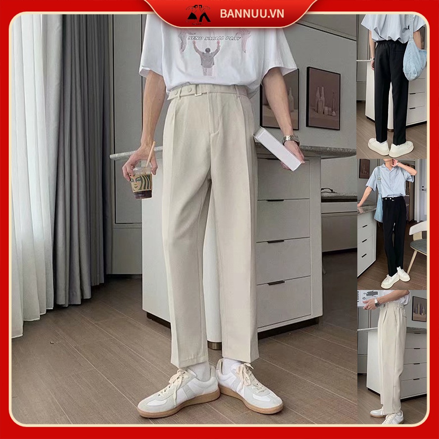 Quần dài ống suông màu trơn dáng rộng quần ống suông thời trang quần tây nữ xu hướng Hàn Quốc dành đồ bộ quần dài nam nữ