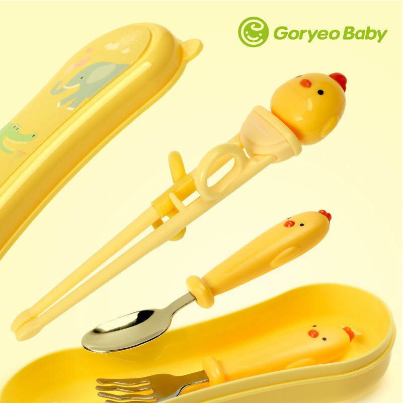 Bộ đũa tập ăn dặm Goryeo Hàn Quốc kèm thìa và dĩa cho bé (có hộp) - Susikids