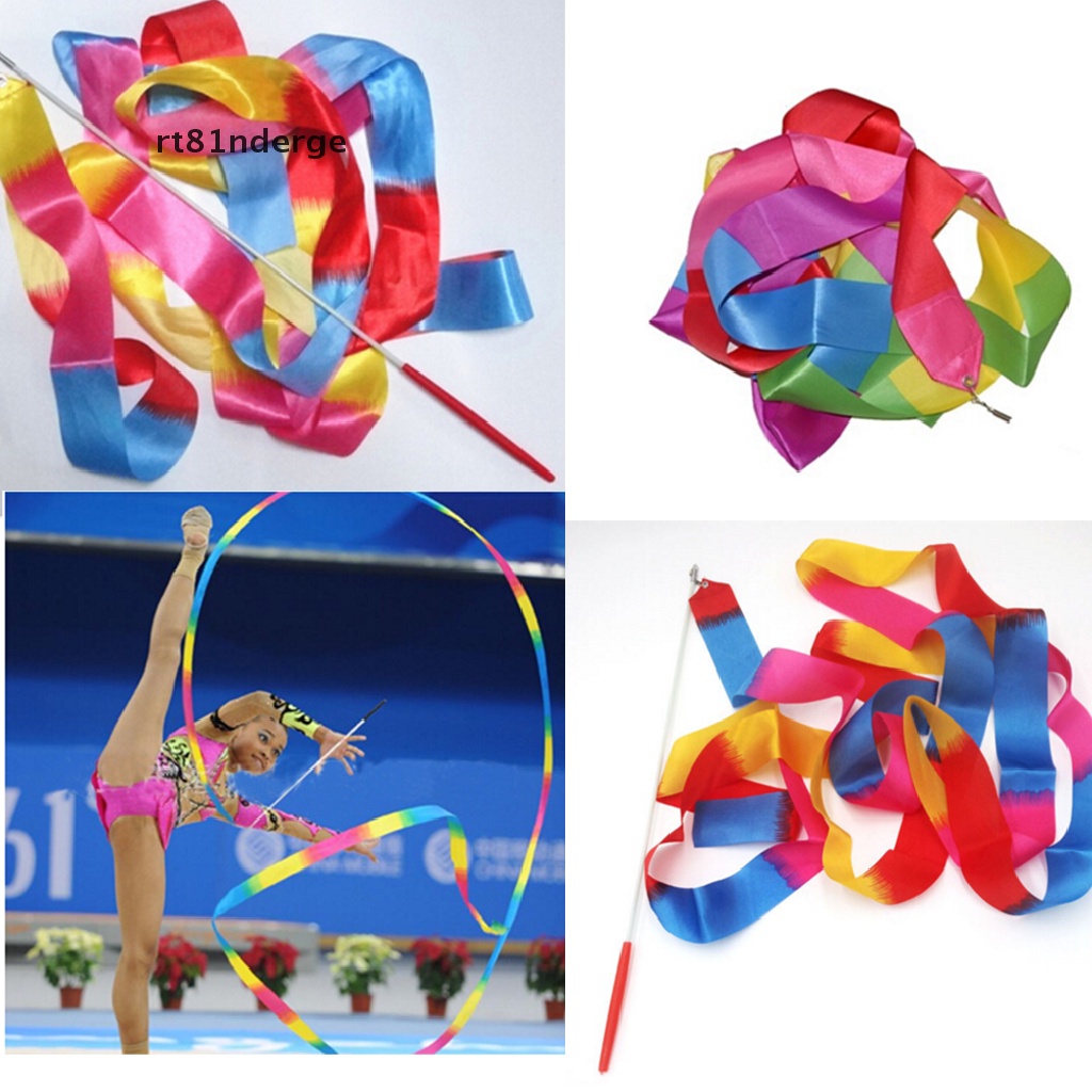 【ge】 4m Kids Dance Ribbon Gym Rhythmic Art Gymnastic Ballet Streamer Twirling Rod .