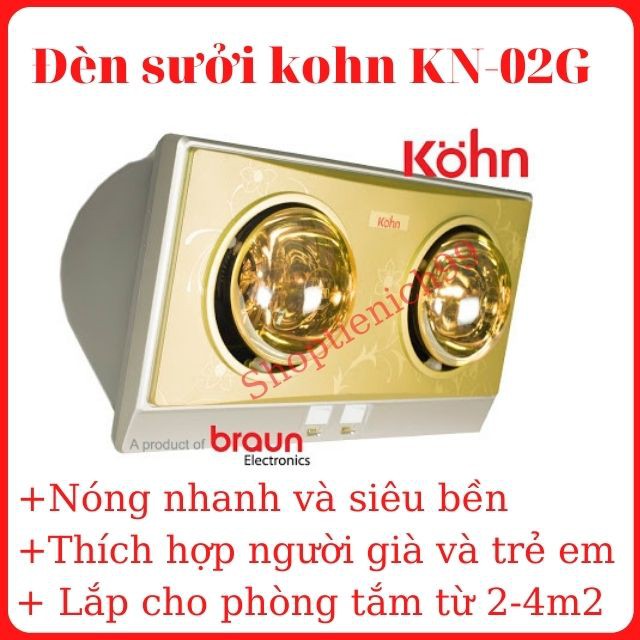 [5 Năm Bóng 1 đổi 1]Đèn Sưởi Nhà Tắm Kohn 2 Bóng KN-02G Chính Hãng Siêu Bền Giá Rẻ Bảo Hành 5 Năm Bóng Hỏng 1 Đổi 1.