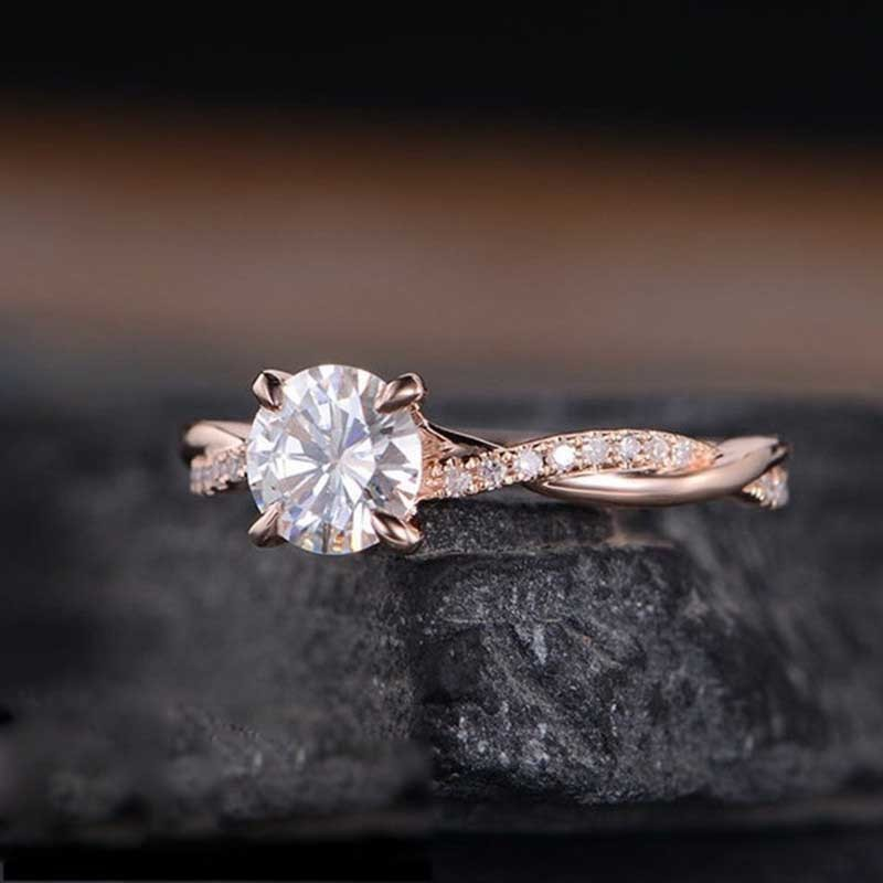 Nhẫn titan mạ 3 màu sắc vàng/ bạc/ vàng hồng tùy chọn đính viên đá pha lê nhân tạo thời trang dành cho nữ