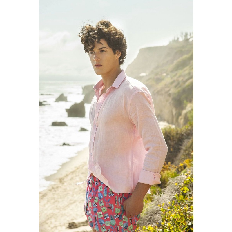 Áo sơmi linen tay dài Giord.ano trơn form slim fit