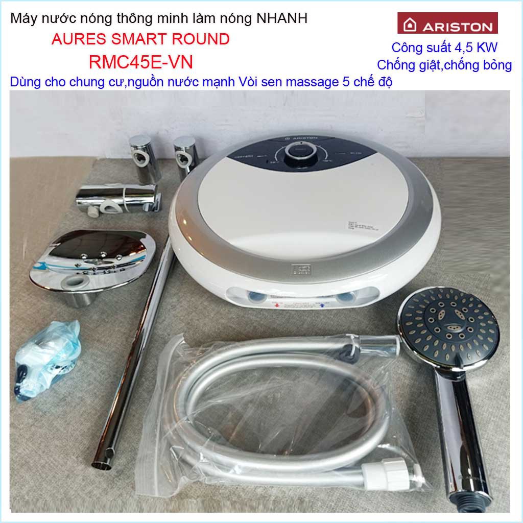 Máy nước nóng Ariston RMC45E-VN, máy nước nóng trực tiếp cho chung cư Aures Smart Round (không bơm)