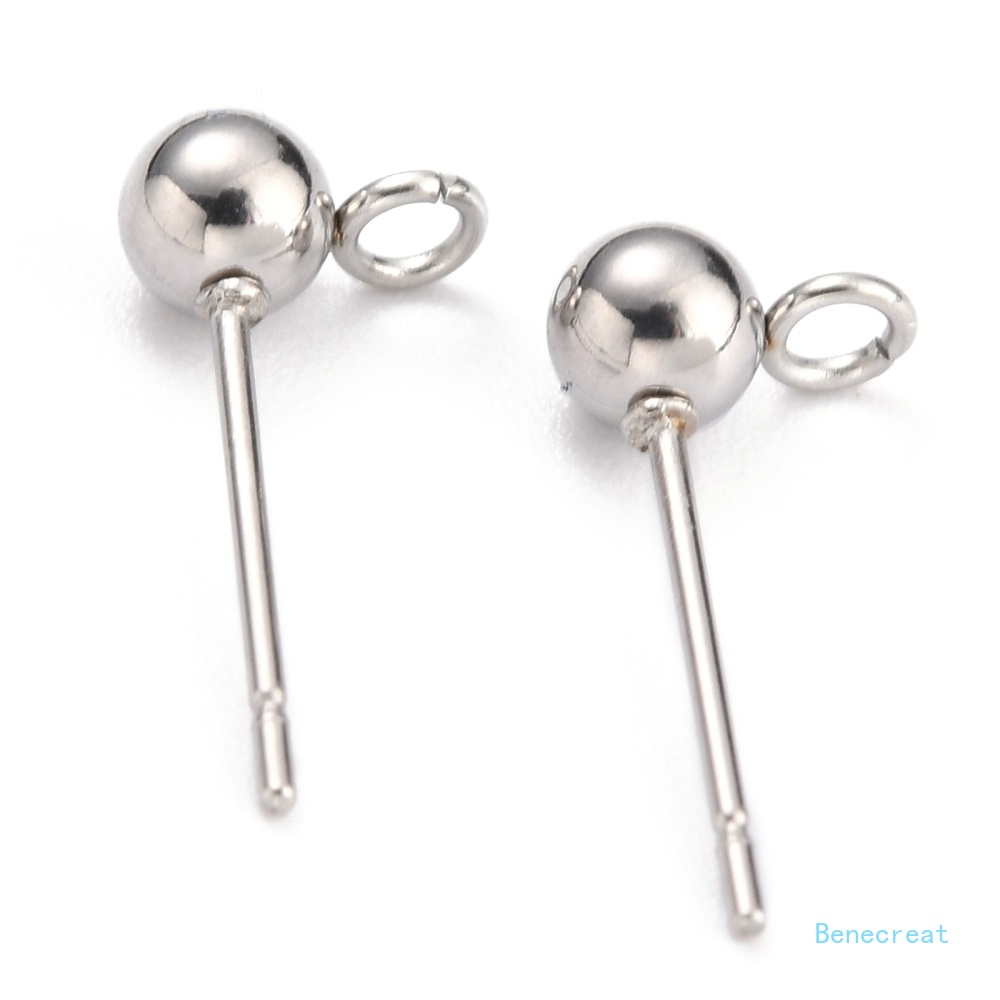 Set 20 chốt khuyên tai BENECREAT bằng thép không gỉ 304 15x7x4mm lỗ 1.8mm 0.7mm