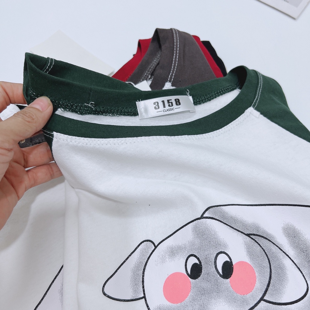 Áo thun nữ in hình Voi pha tay, Áo thun nữ dài tay dáng rộng dài AT7016 - NhiNhi Shop