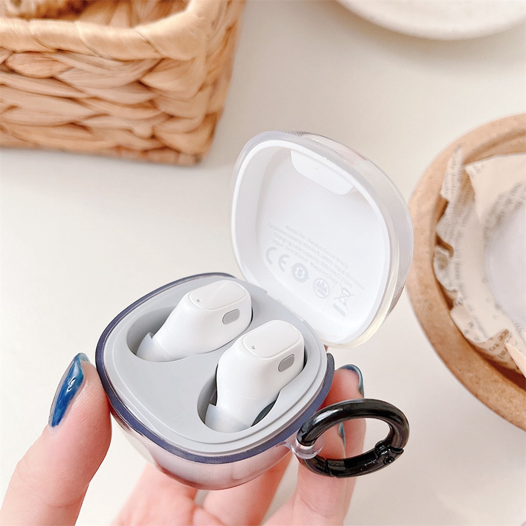 Vỏ Bảo Vệ Hộp Sạc Tai Nghe Không Dây Bluetooth Baseus WM01 WM02 Bằng TPU Mềm Trong Suốt Màu Gradient Có Vòng Nhẫn