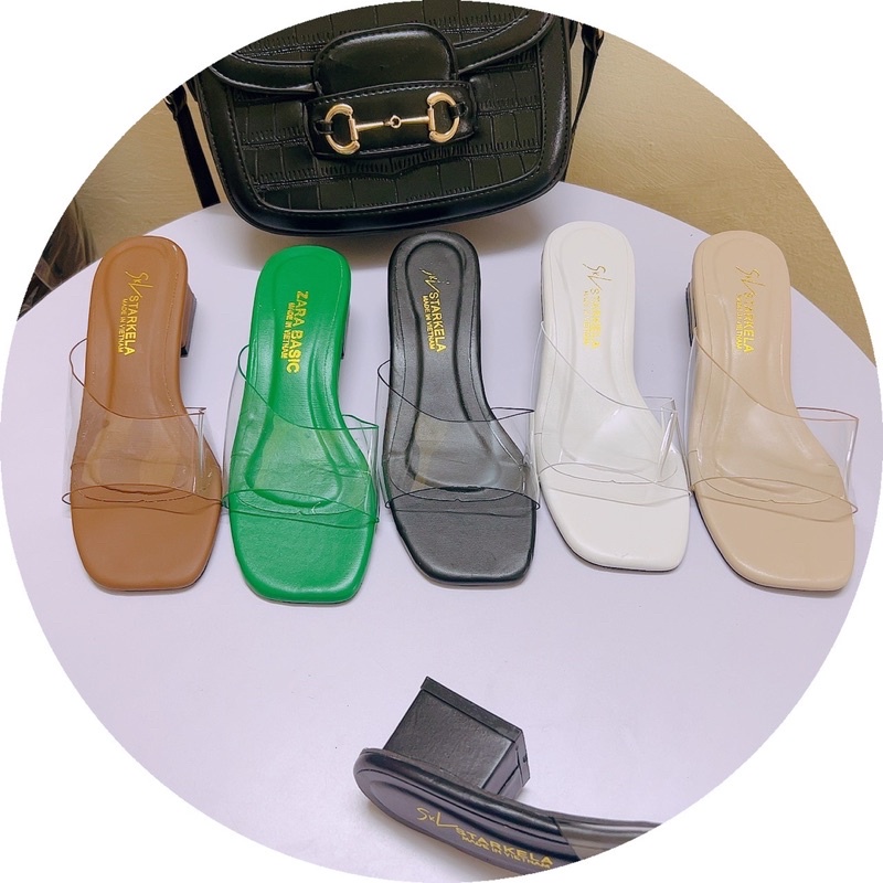 Dép guốc quai trong lệch gót vuông 4p nhiều màu hot lắm