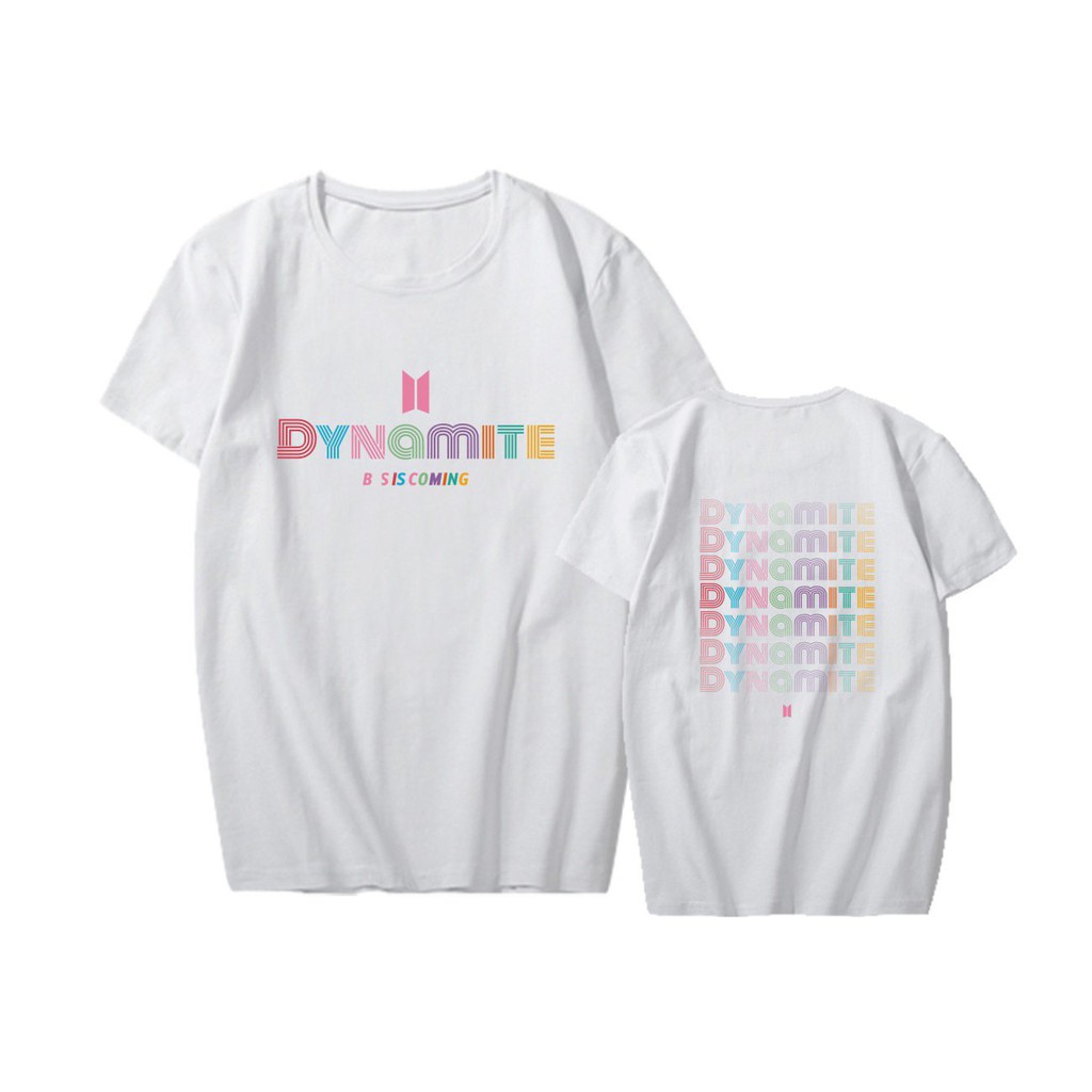 Áo thun phông trắng in hình logo BTS DYNAMITE nhóm nhạc thần tượng idol kpop thời trang