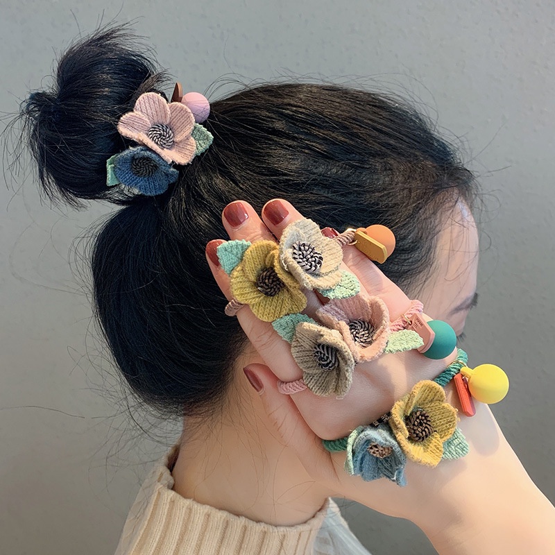 Dây Buộc Tóc Co Giãn Kiểu Đan Len Thời Trang Cho Nữ