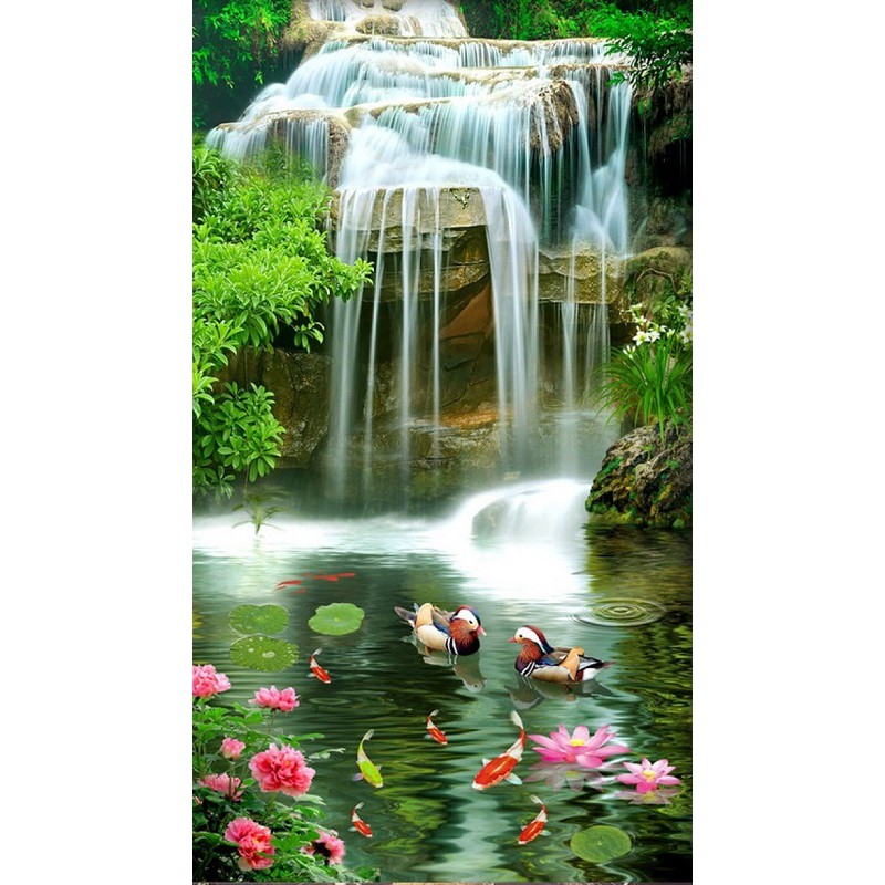 Tranh phong cảnh đẹp-Tranh gạch thác nước
