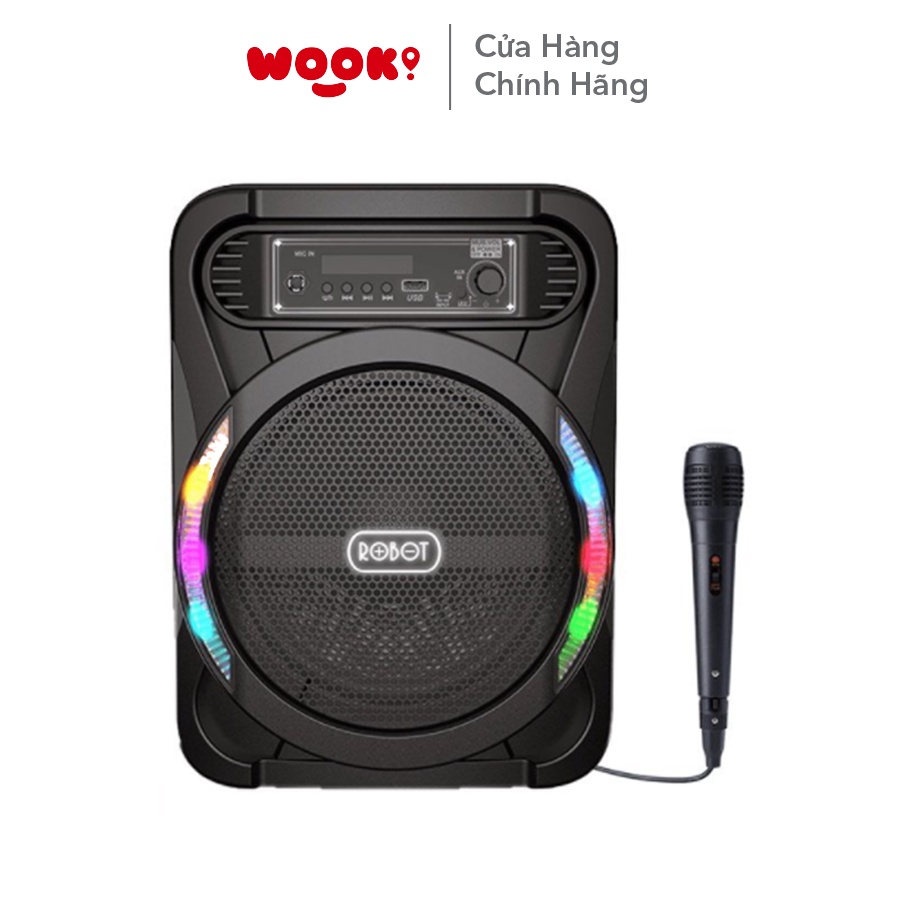 Loa Bluetooth Ngoài Trời ROBOT RB450 Hiệu Ứng Đèn LED Kèm Micro Karaoke Công suất 10W Hỗ Trợ Thẻ Nhớ SD USB Cổng AUX FM