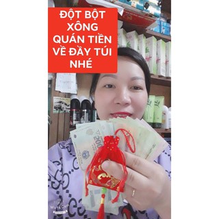 Túi Gấm Đỏ May Mắn Bình An [ Tặng Kèm 1 Gói Nhỏ Bột Thảo Dược Alofa]