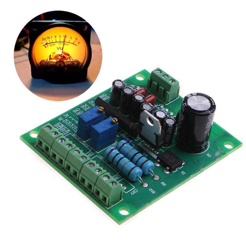 Bảng Mạch Khuếch Đại Tín Hiệu Âm Thanh Nổi Hai Mức DB VU AC12V Đầu Vào