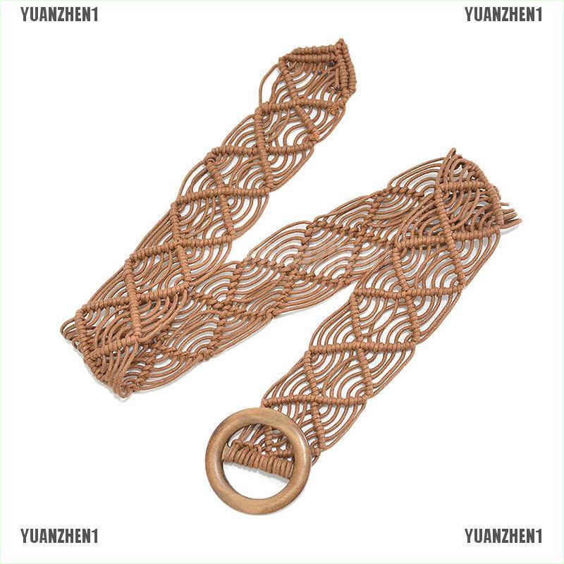 Thắt Lưng Bản Rộng Khóa Gỗ Phong Cách Bohemian Cổ Điển yuanzhen1 Cho Nữ