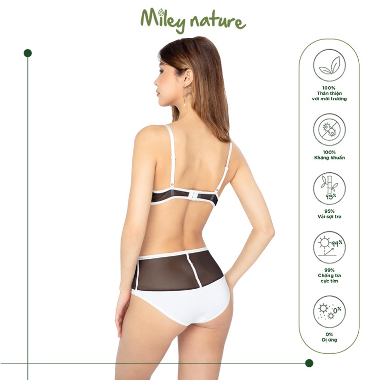 Bộ Đồ Lót Phối Lưới Có Gọng Không Mút Vải Sợi Thiên Nhiên Cao Cấp Miley Lingerie Bamboo BRB02002-FBM0205