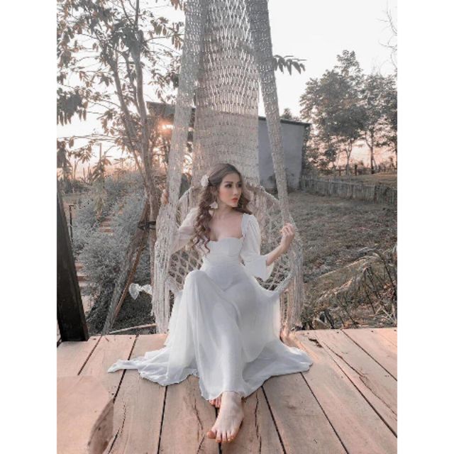 Đầm maxi tay vôn siêu đẹp ( ảnh thật )