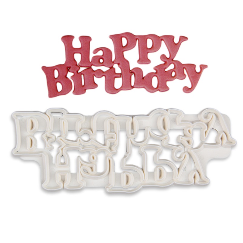 Khuôn nhựa cắt chữ Happy Birthday trang trí bánh DIY