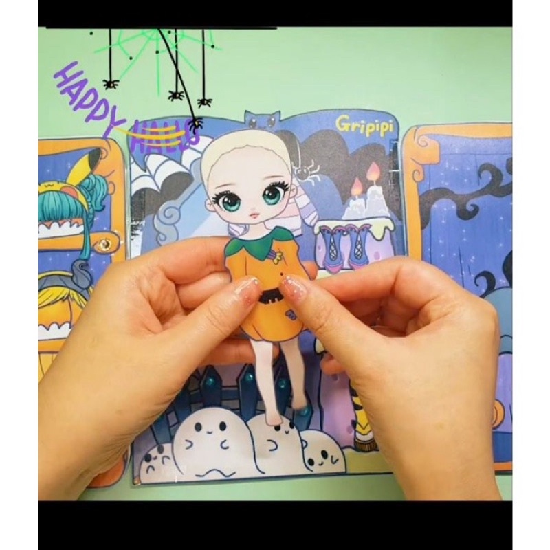 Ngôi nhà búp bê giấy gripipi halloween thời trang dành cho bé