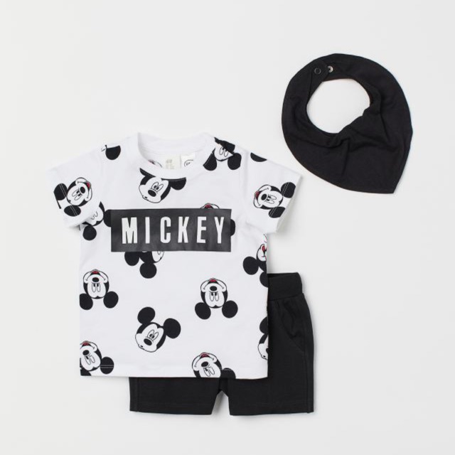 Bộ cộc HM mickey kèm yếm cổ 9M-5Y (có ảnh thật)