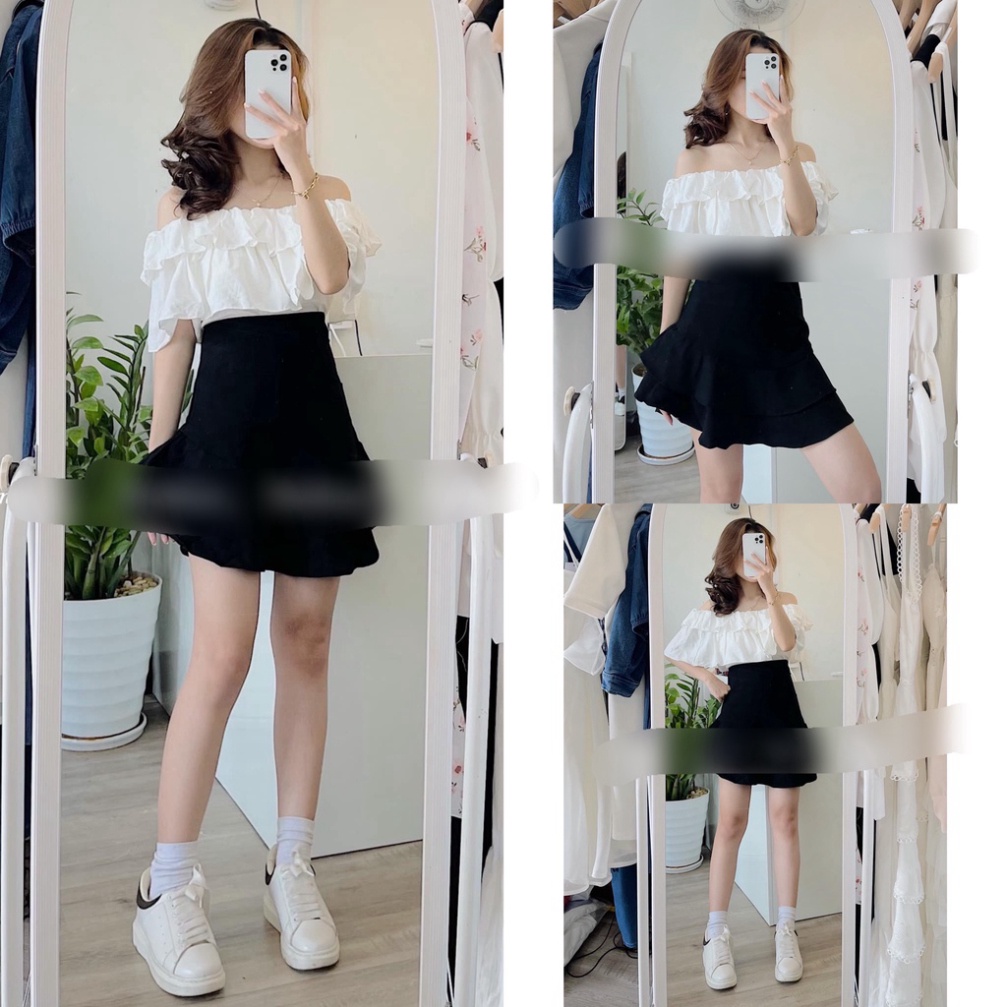 Set croptop trễ vai chân váy xòe đuôi cá xinh xắn NN356 0322