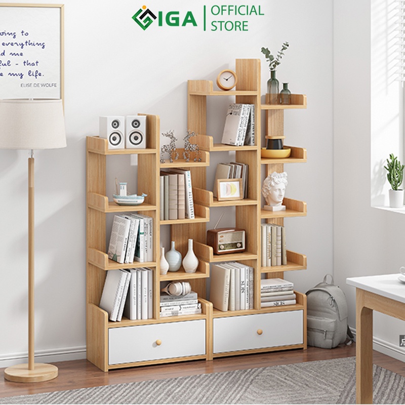 Giá sách IGA hình cây có hộc đừng đồ phong cách Nordic GP171
