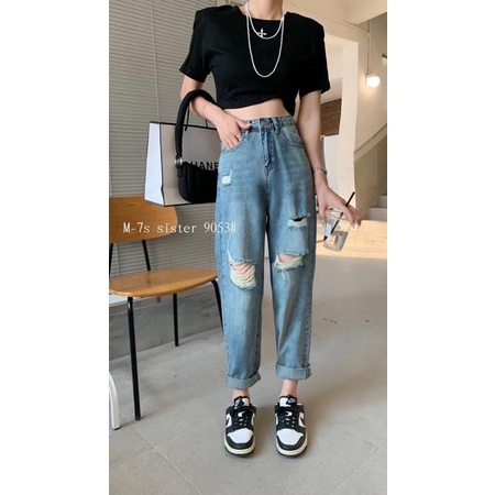 OanhOanh Jeans - 9053- Quần Jeans nữ dáng baggy thụng. Hàng QCCC mã 9053
