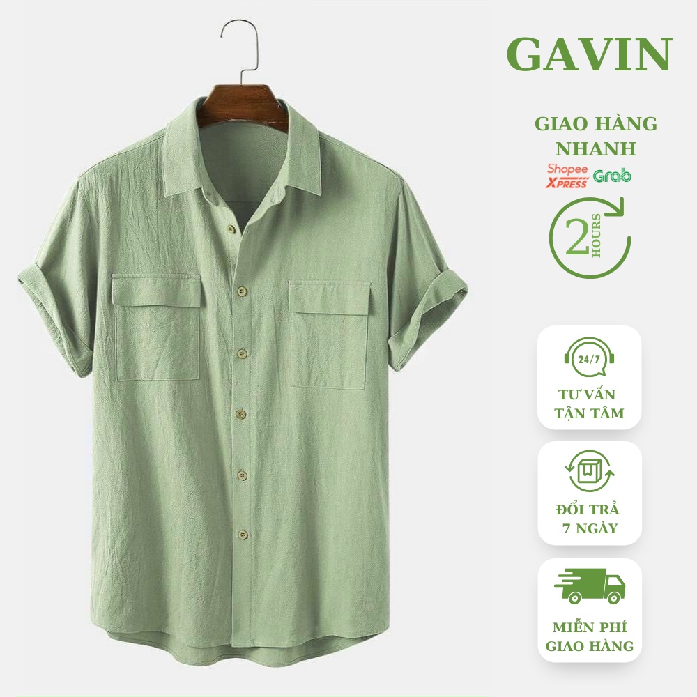 Áo sơ mi nam Gavin, Sơ mi đũi Menswear chất vải đũi ngắn tay mềm mịn thoáng mát (SMD119)