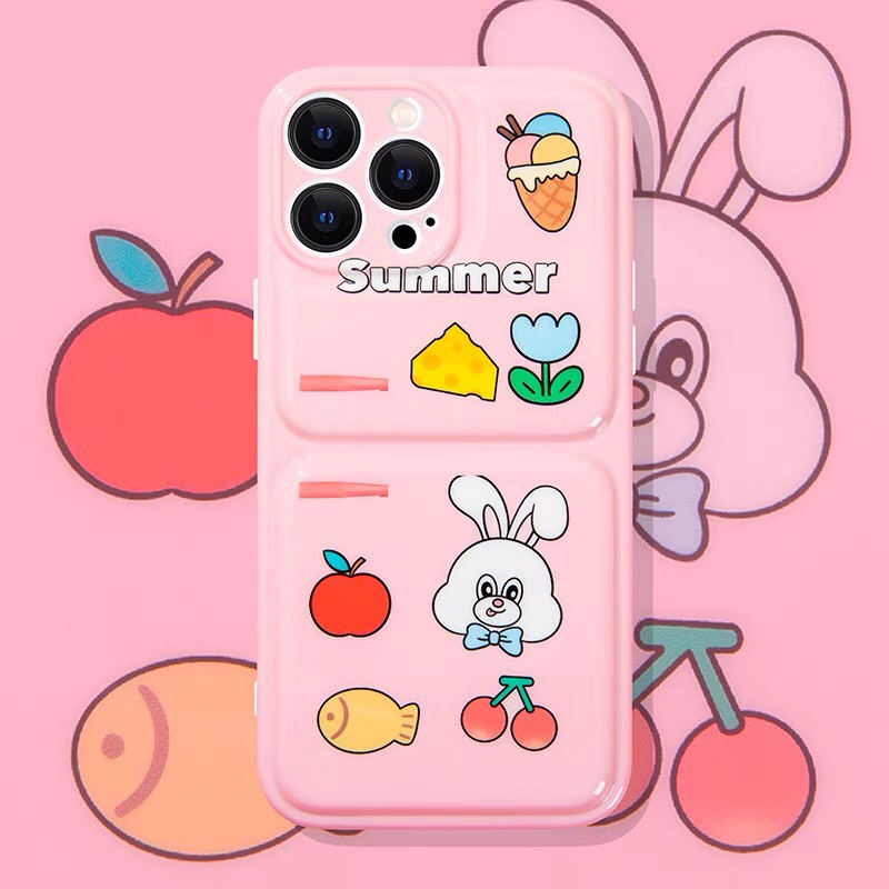 Ốp chia 2 nổi in hình Thỏ Summer iphone X/Xs/Xsmax/11/11promax/12/12promax/13/13pro/13promax