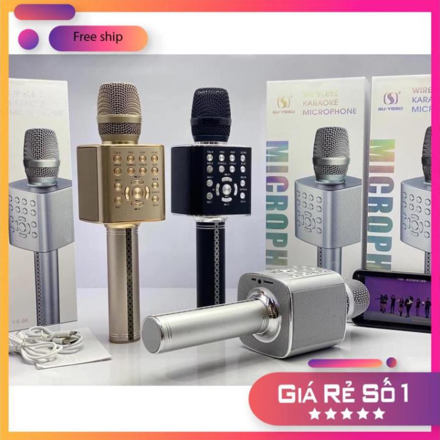 Mic karaoke YS-96 kèm loa Bluetooth bass trầm ấm - Hỗ trợ ghi âm- bảo hành 12 tháng