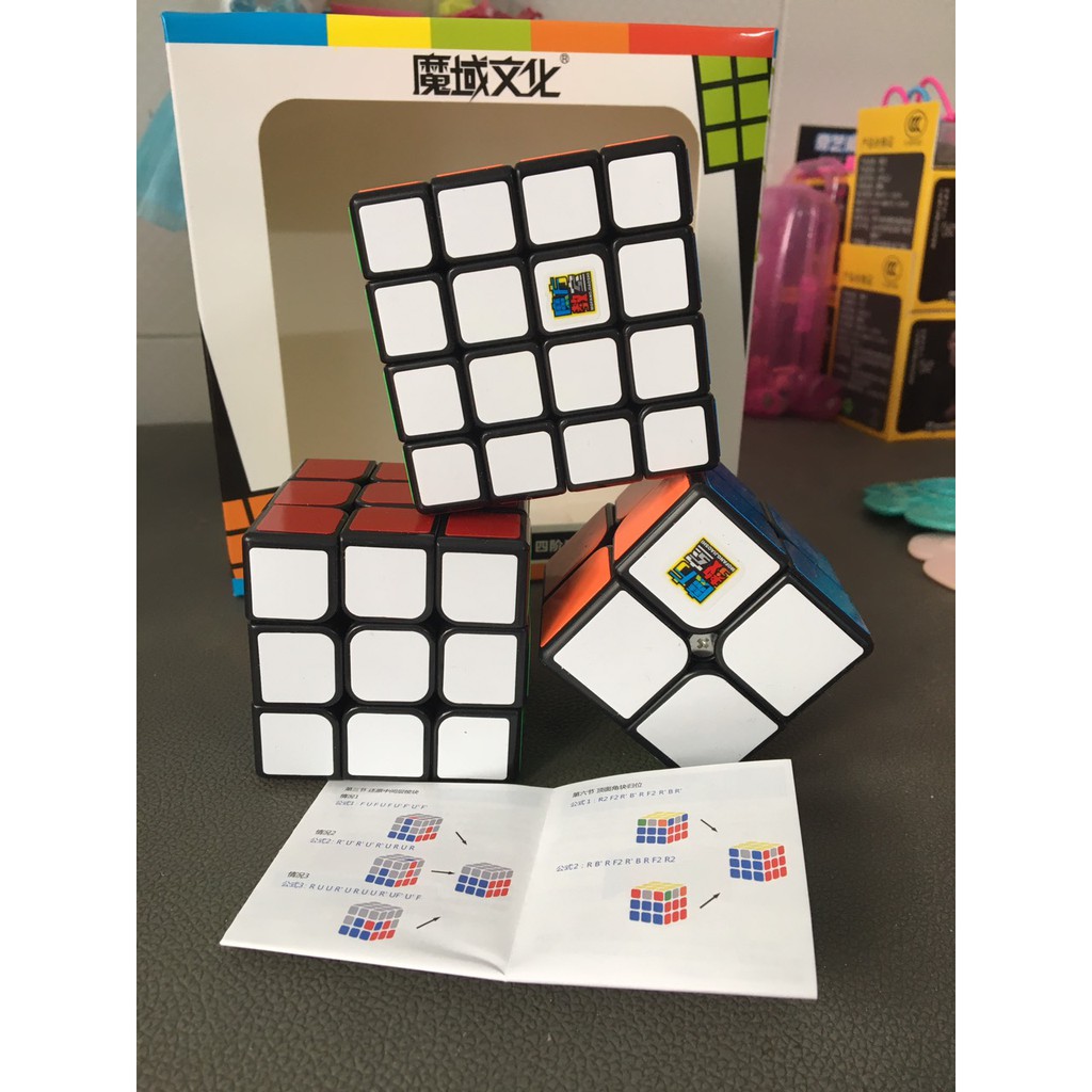 Combo 3 Rubik Moyu Sticker ( 2x2, 3x3, 4x4 ) - Tặng 3 chân đế Rubik