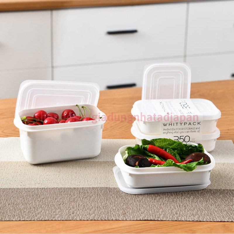 Hộp đựng thực phẩm tủ lạnh bằng nhựa nắp dẻo 350ml, 700ml, 1600ml Whity Pack hàng nội địa nhật Bản AD21