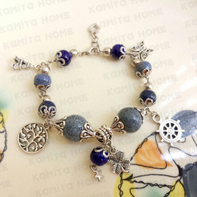 Vòng hạt gốm mix charm