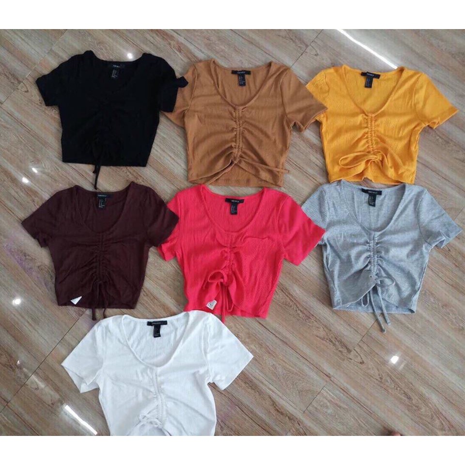 ÁO CROPTOP GYM DÂY RÚT THUN GÂN
