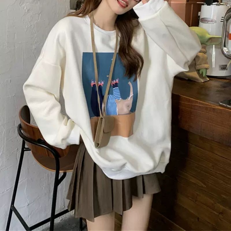Áo hoodie nam nữ,Áo sweater nỉ nam nữ from rộng Unisex chất nỉ ngoại siêu dày dặn in hình VOI
