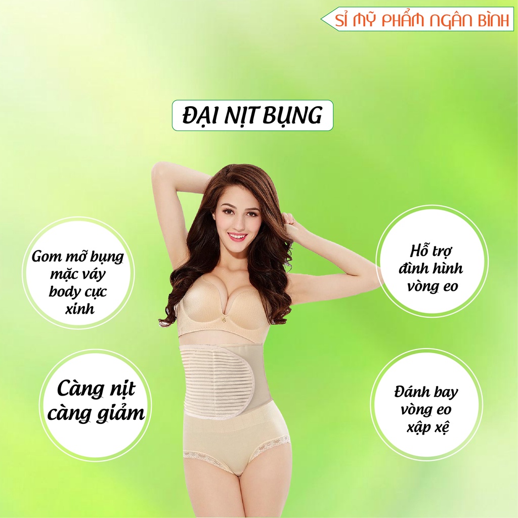 (2 lớp )Đai gen nịt bụng sau sinh giúp giảm mỡ bụng,siết eo 4 thanh chống cuộn,6 nấc cài tạo vóc dáng săn chắc Ngân Bình