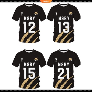 Áo Thun Ngắn Tay In Hình 3D Nhân Vật Anime Haikyuu MSBY Jackals Jersey Hinata Meian Bokuto Miya Karasuno