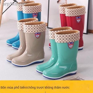 [Ảnh thật/Sẵn] ☬Giày đi mưa nữ người lớn ống trung cao cộng với nhung ủng dài không trơn trượt nước thời trang su chống