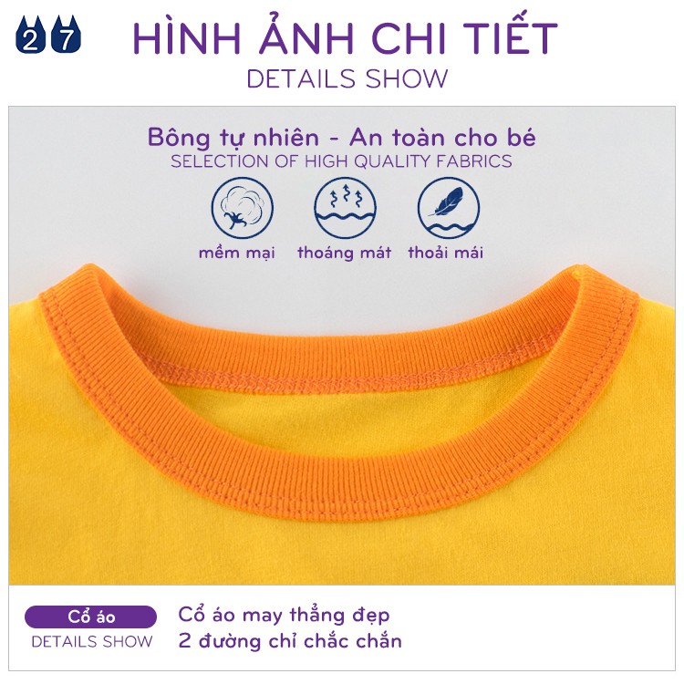 Áo bé gái 27HOME áo cotton cộc tay cho bé in hình hoa quả hàng xuất Âu Mỹ