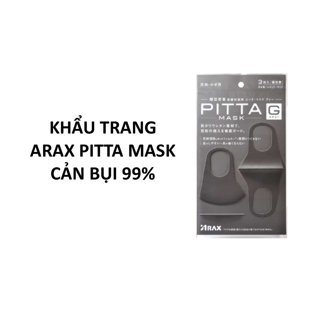 Khẩu Trang Nhật Lọc Khói bụi PITTA MASK 3 Miếng Nhật Bản