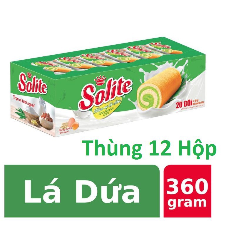 Bánh bông lan cuộn kem vị bơ sữa Solite hộp 360g (20 cái) (đủ 3 vị)