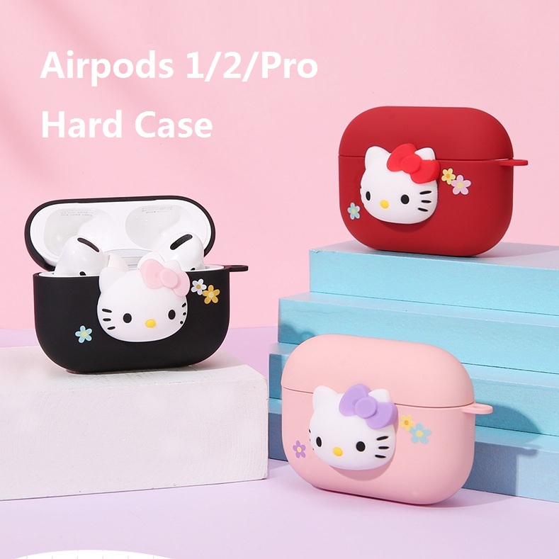 Vỏ Bảo Vệ Hộp Đựng Tai Nghe Airpods Pro / Airpod Pro Hình Mèo Hello Kitty 3d Đáng Yêu 1 2