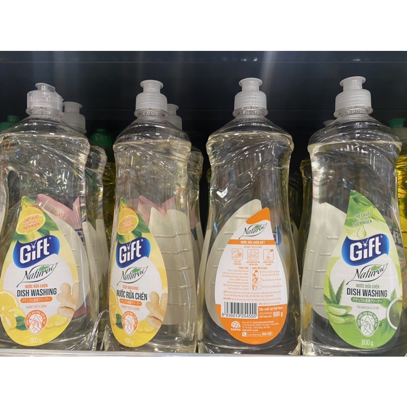 Nước rửa chén Gift Natural 800ml Matcha &amp; Lô hội/ Chanh &amp; Gừng