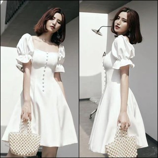 Đầm Xòe Phối Nút Tay Bồng Misa Fashion Chuẩn Dáng, Giá Rẻ - MS379
