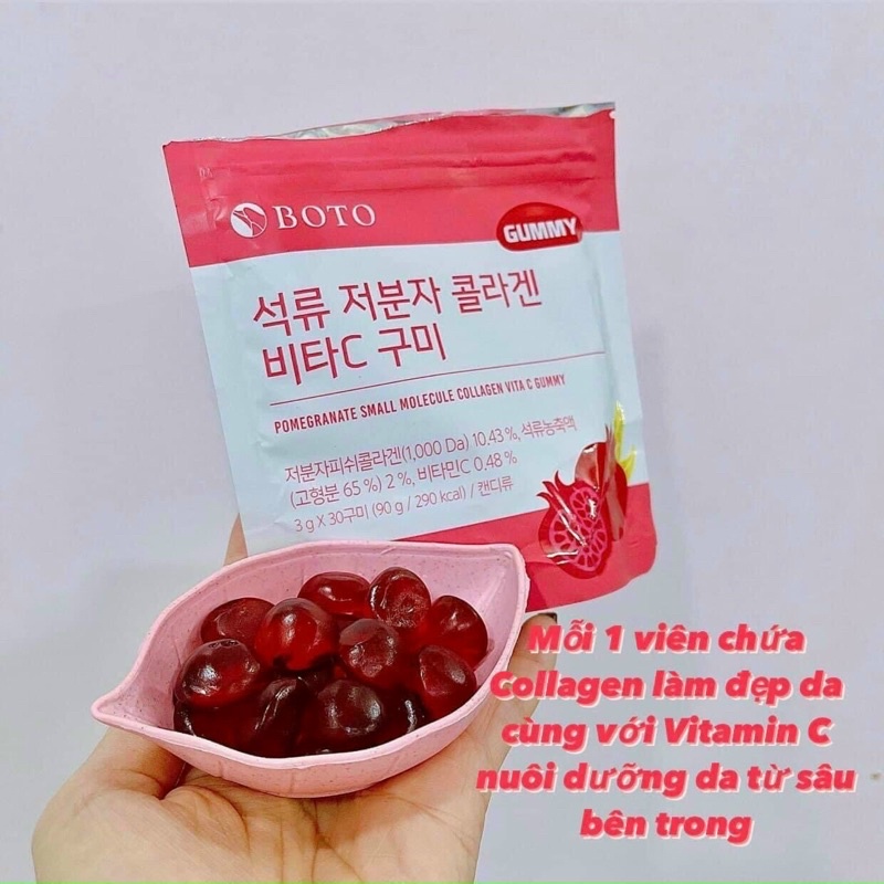 [Chính Hãng] Kẹo Dẻo Collagen Hàn Quốc Vị Lựu Dưỡng Da Sáng Mịn- Boto Collagen Gummy