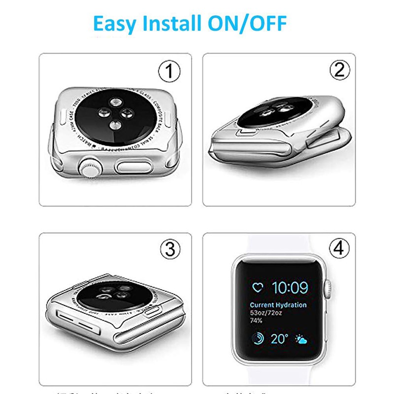 Vỏ Tpu Trong Suốt Bảo Vệ Màn Hình Đồng Hồ Apple Watch 4 3 2 1 360 42mm 40mm 44mm