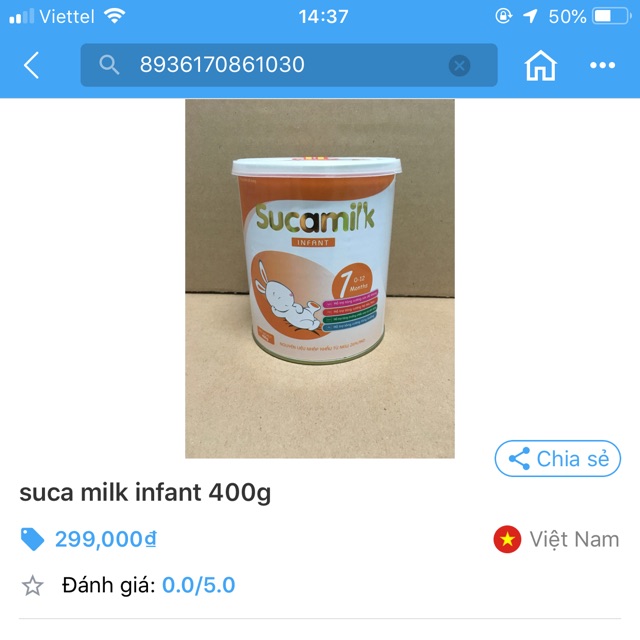 Sữa suca milk infant dành cho trẻ 0-12thang